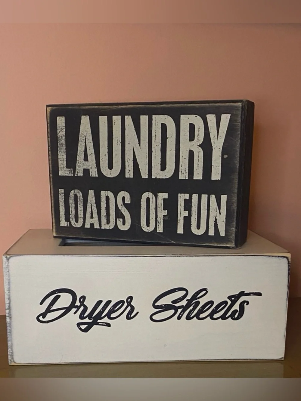 RUSTIC LAUNDRY ROOM DECOR-Laundry Room Block Sign and Wooden Dry Sheet Box